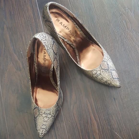 RAMAGE Bronze Snake Heels size 7.5 - Picture 1 of 8